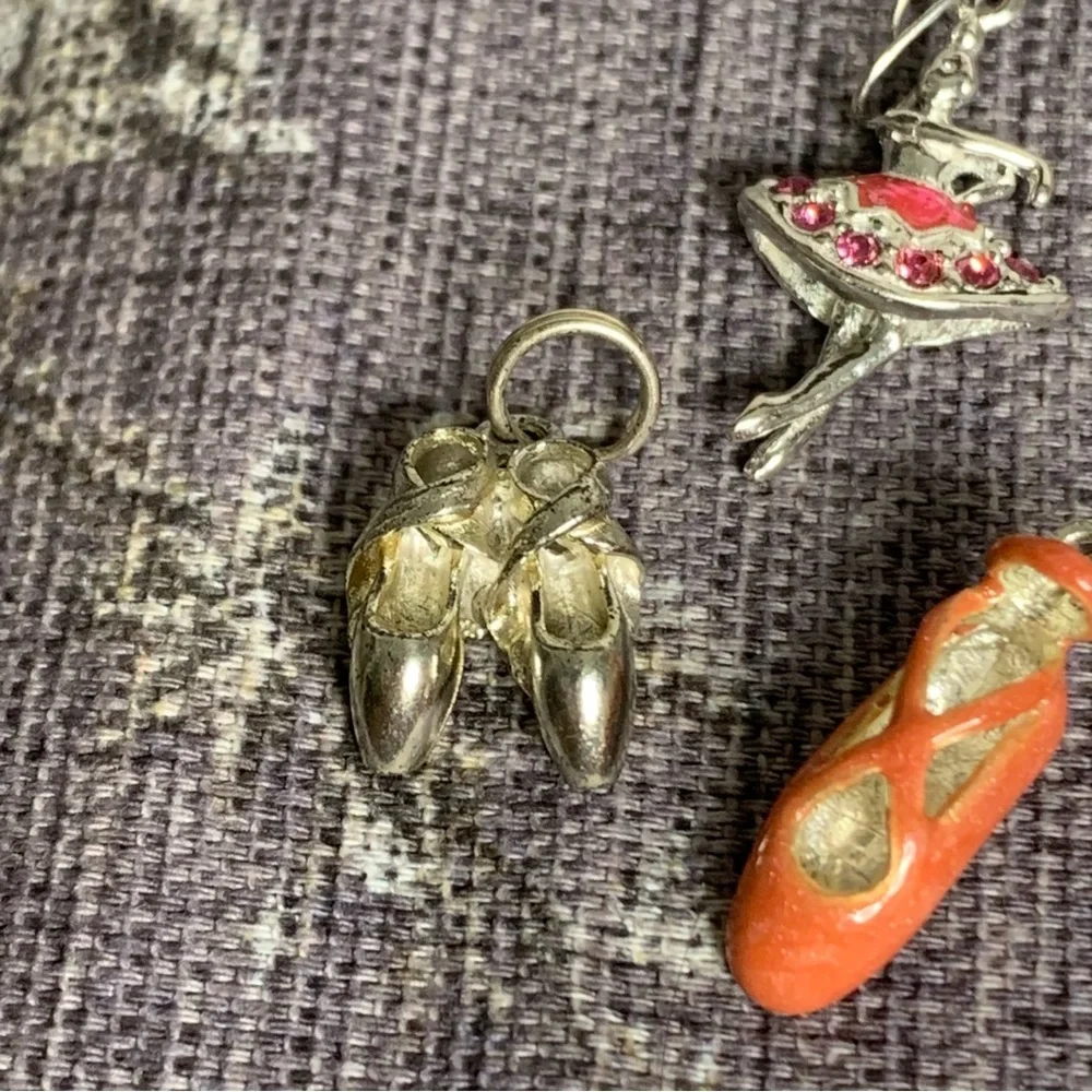 Set of 5 Silver Coated Ballet Theme Charms for Bracelet
